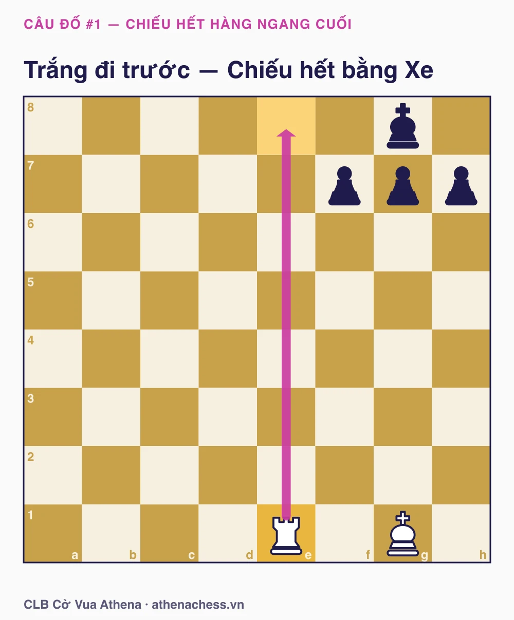 Câu đố chiếu hết hàng ngang cuối - Trắng đi trước, Xe chiếu e8#